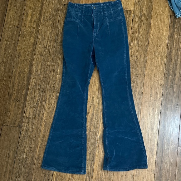 Free People Blue Corduroy Flare Pants - Picture 1 of 5
